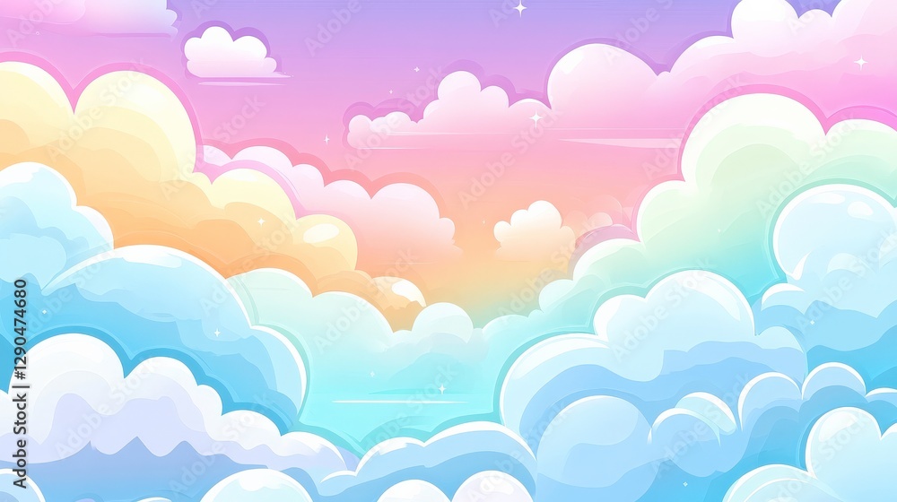 Soft Ombre Sky with Fluffy Clouds in Pastel Shades Soft Ombre Sky with Fluffy Clouds in Pastel Shades