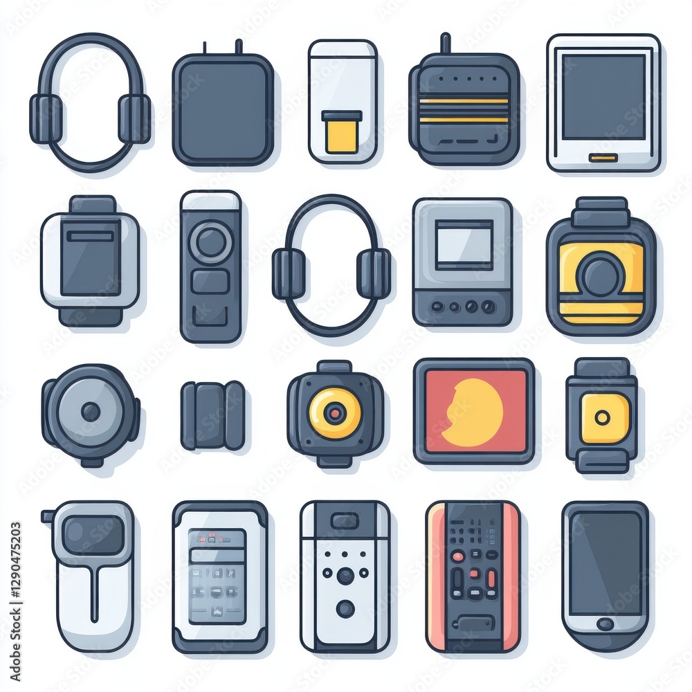 Variety of Modern Electronic Devices and Gadgets in Flat Design Variety of Modern Electronic Devices and Gadgets in Flat Design