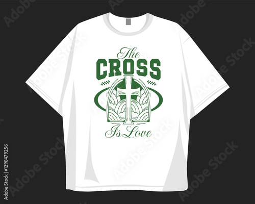 Christian retro t-shirt design for print, Christianity groove cartoon graphic tee