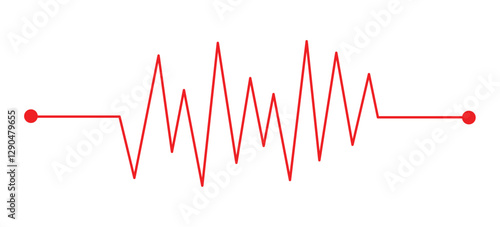 Concept heartbeat pulse with heart outline style with editable stroke vector illustration isolated on white background in eps 10.