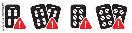 Drugs overdose set icon, vector illustration