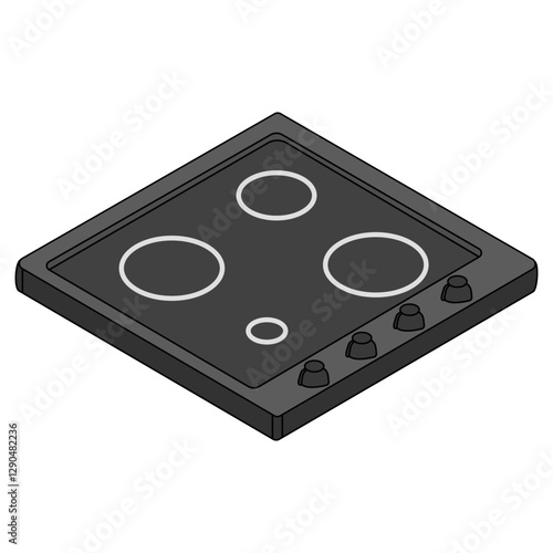 cooktop, kitchen electric appliance Isometric Perspective view