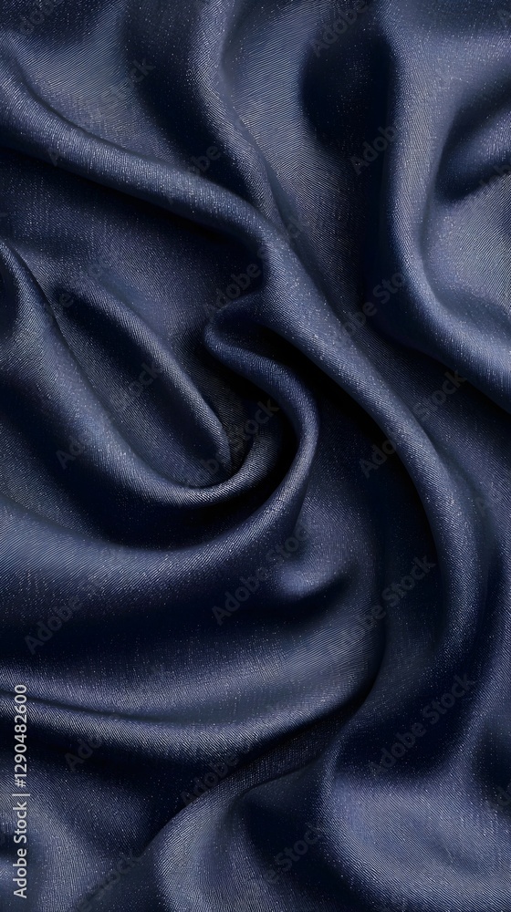 Deep blue fabric gently draped creating soft waves and textures that highlight the elegance of the material Deep blue fabric gently draped creating soft waves and textures that highlight the elegance of the material
