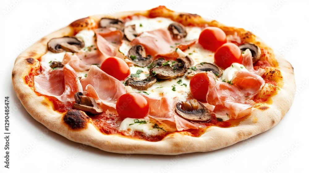 Delicious Ham Mushroom and Tomato Pizza Delicious Ham Mushroom and Tomato Pizza