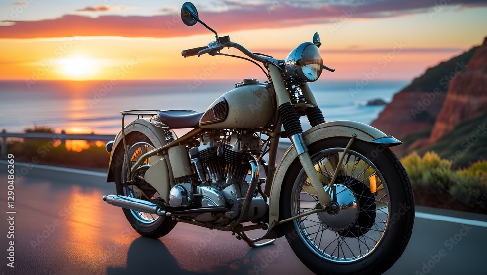 Obraz premium motorcycle at sunset