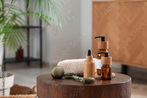 Bottles of skincare product...