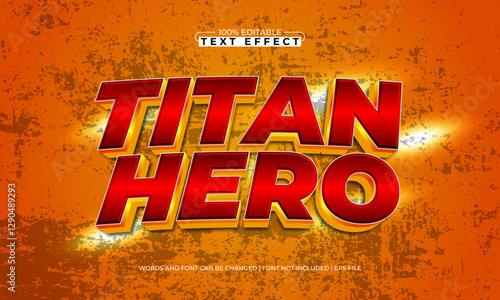 titan hero editable text effect with a hero and power text style