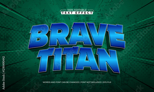 brave titan editable text effect with a hero and power text style