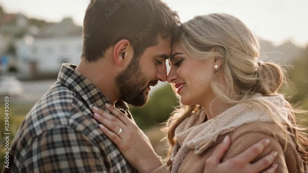 Young loving couple embracing while spending their time together. Young loving couple embracing while spending their time together.