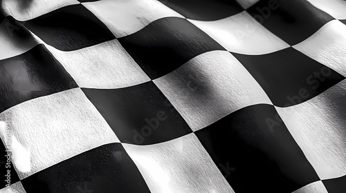 Checkered flag waving at the finish line, symbolizing victory and completion in a high-speed race event, representing competition and achievement, comic book style