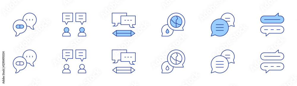 Chat icon set in two styles, Duotone and Thin Line style. Editable stroke. chat, chat bubble, thought bubble, speech bubble Chat icon set in two styles, Duotone and Thin Line style. Editable stroke. chat, chat bubble, thought bubble, speech bubble