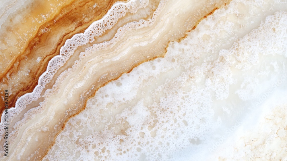 Obraz premium Vibrant layers of agate stone reveal intricate patterns and colors in natural formations