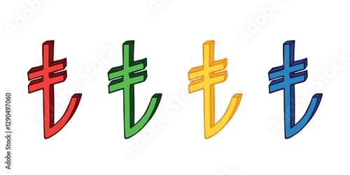 Hand drawn turkish lira currency symbol set Brush stroke doodle Single element for design