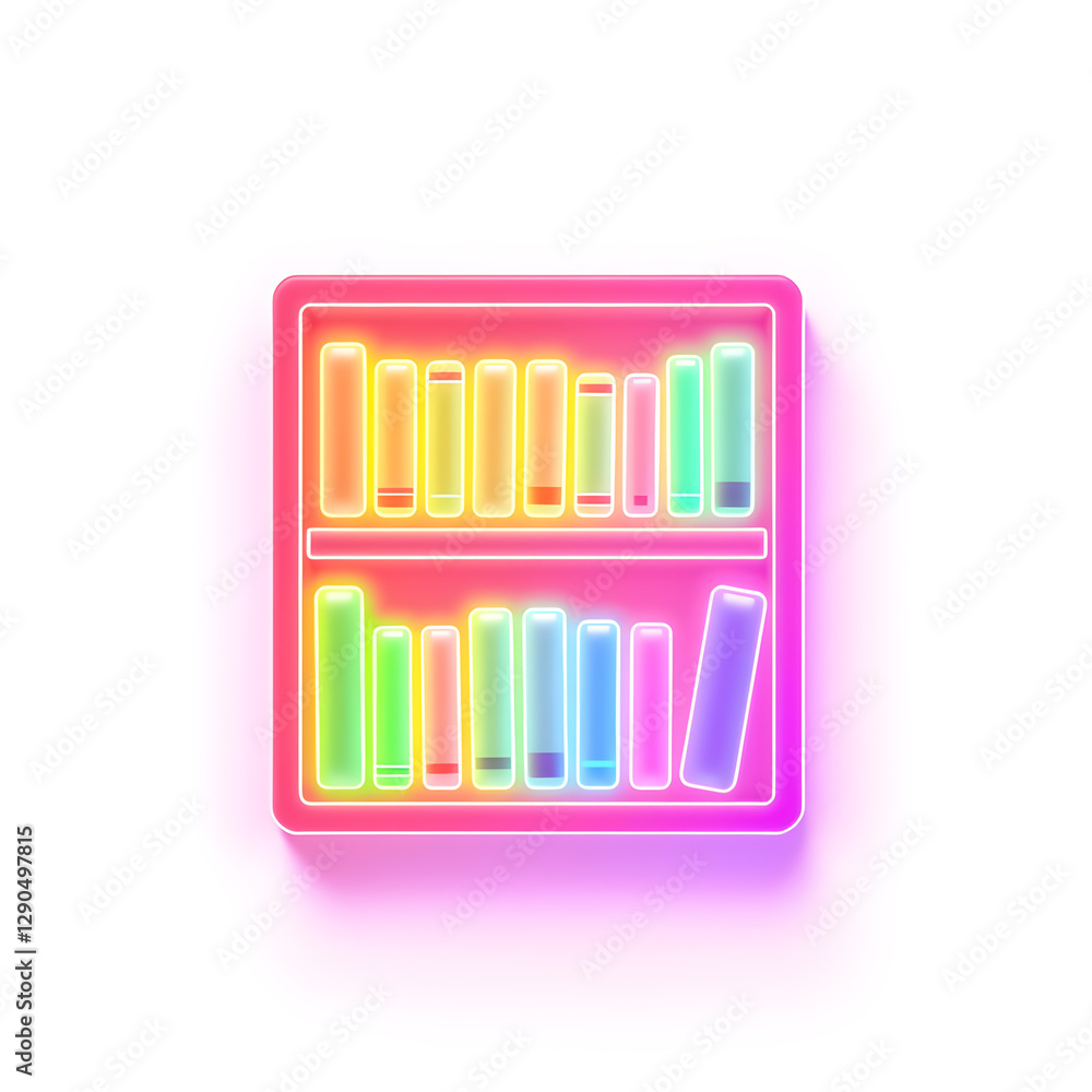 Book shelf holographic 3D icon. neon symbol vector illustration isolated on white background. Generative AI Book shelf holographic 3D icon. neon symbol vector illustration isolated on white background. Generative AI