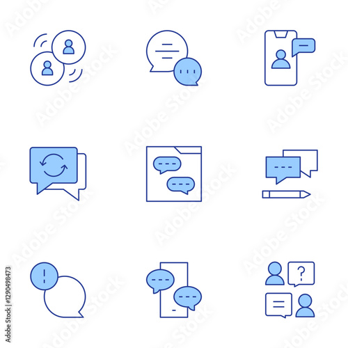 Chat icons set. Line Duotone style, editable stroke. chat, bubble chat, chat box, facetime, job interview, answer