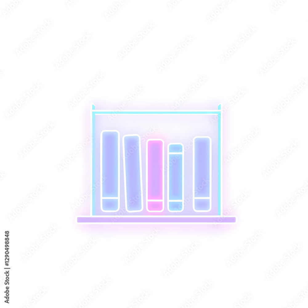 Book shelf holographic 3D icon. neon symbol vector illustration isolated on white background. Generative AI Book shelf holographic 3D icon. neon symbol vector illustration isolated on white background. Generative AI