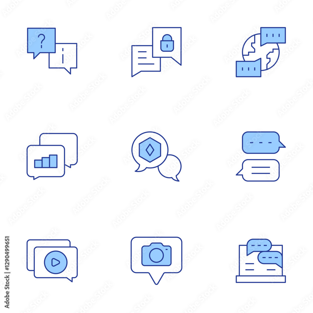 Chat icons set. Line Duotone style, editable stroke. chat Chat icons set. Line Duotone style, editable stroke. chat