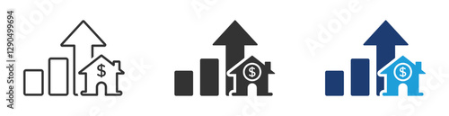 High cost of housing icon. Cost of housing increase sign. Real estate cost rise icon