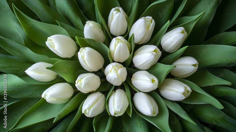 Obraz premium Bouquet of white tulips forming a floral heart shape