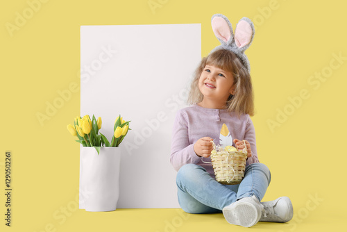 Cute little girl wearing bu...