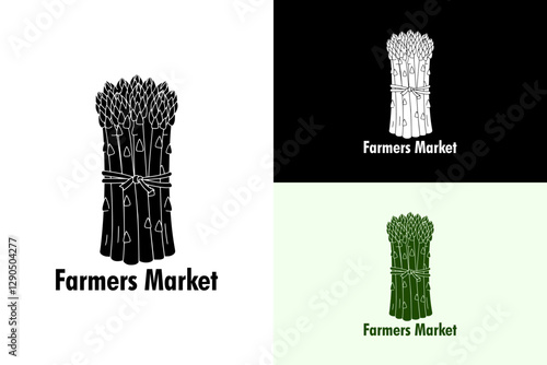 bundle of asparagus, greens, leafy, farmers market logo, fresh vegetables, vegetables shop, veggies, vegetables market, agriculture, grass, farming, crop, food blog, vector, logo