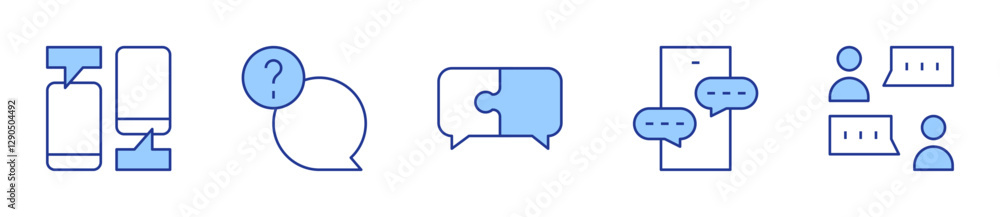 Fototapeta premium Conversation Bubbles, Multi-Message Mobile Chat. Chat Icon vector illustration. Line Duotone style. Editable stroke