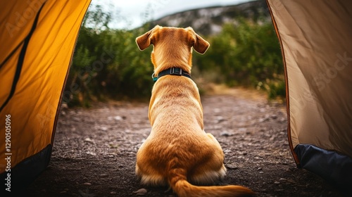 Golden Retriever in Tent, C...