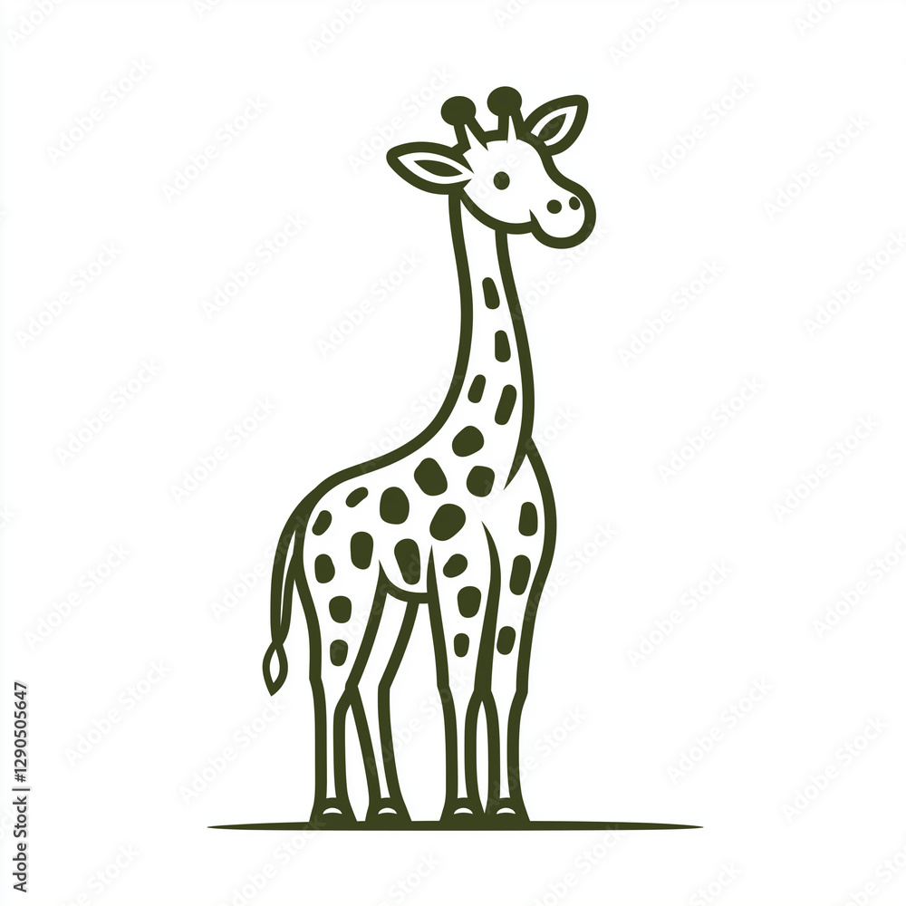 Fototapeta premium Line Art Giraffe Illustration African Animal Safari Wildlife