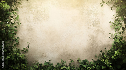 Wallpaper Mural Rustic Natural Border with Foliage and Texture,Minimalist Floral Background with Organic Elements Torontodigital.ca