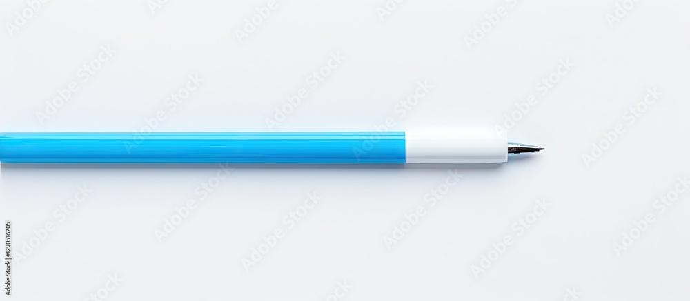 Vibrant blue marker placed horizontally on clean white paper background with a focus on the contrasting colors and sleek design of the pen. Vibrant blue marker placed horizontally on clean white paper background with a focus on the contrasting colors and sleek design of the pen.