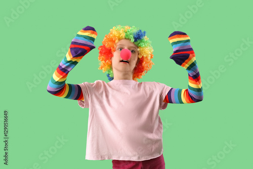 Funny girl in clown costume...