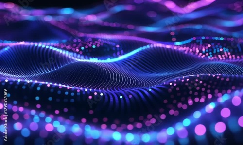 Wave Data Mirror, Loopable-dark, blue, purple-abstract Technology Background, Artificial General Intelligence, AGI, Psychology