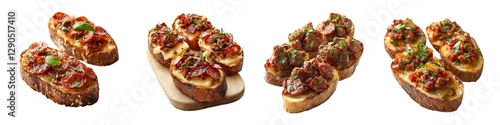 Set of Chorizo and Manchego Crostini - isolated on transparent background