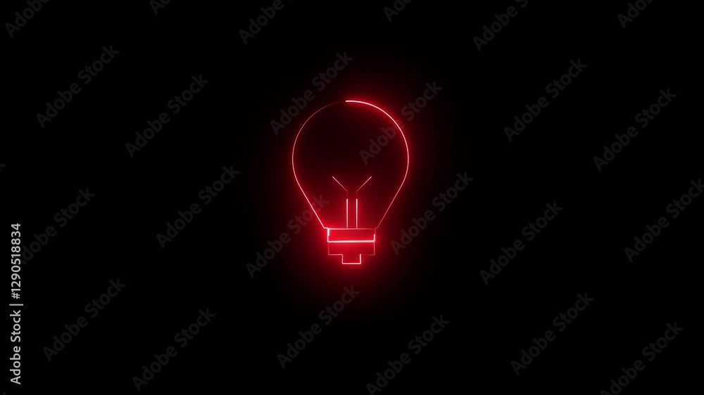 light bulb on black background red color animation.4k video light bulb on black background red color animation.4k video