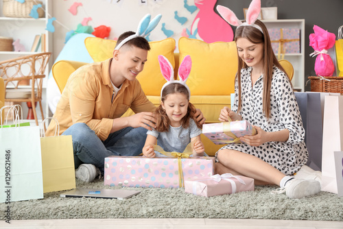 Happy family in bunny ears ...