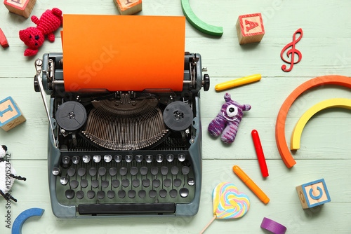 Vintage typewriter with ora...