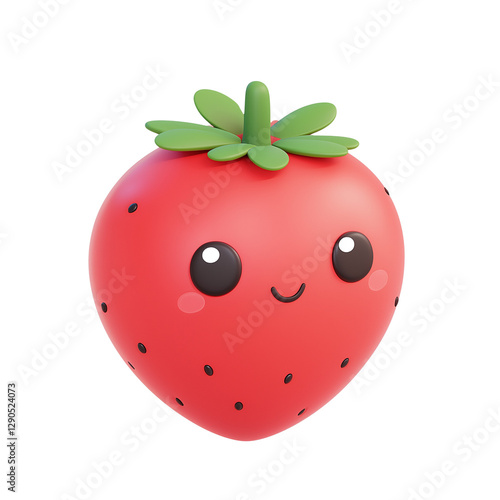 Wallpaper Mural Adorable 3D Render of a Happy Cartoon Strawberry Cute Fruit Illustration Perfect for Kids Designs, Transparent Background, Ai Generative Images Torontodigital.ca