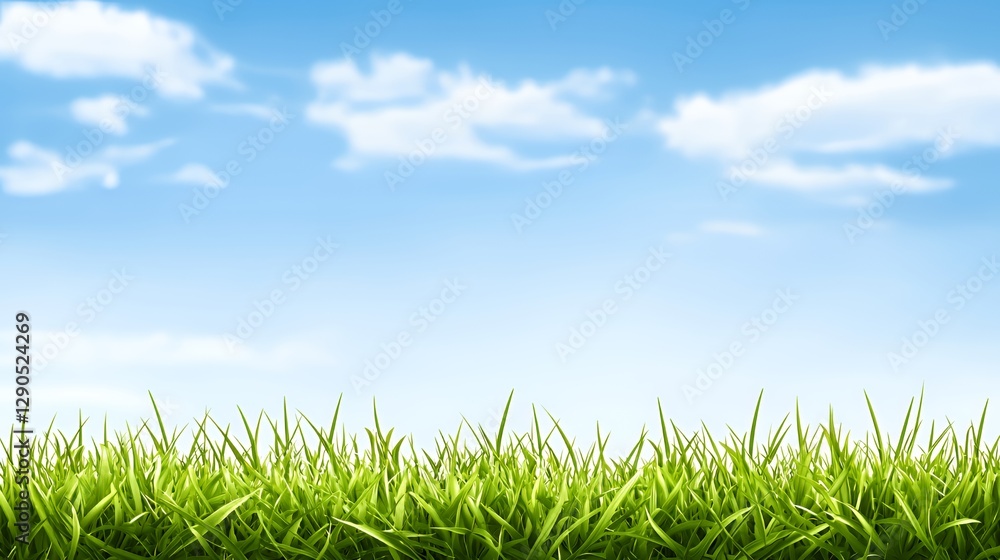 Vibrant Green Grass Against a Bright Blue Sky Vibrant Green Grass Against a Bright Blue Sky
