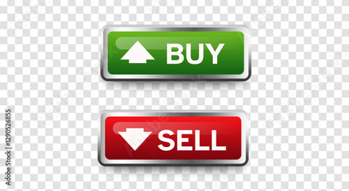 buy and sell buttons with up and down arrows design. vecto