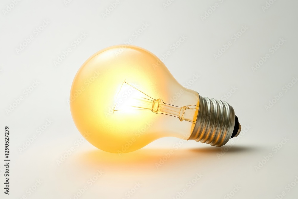 Glowing light bulb on a white background, symbolizing ideas, innovation, and inspiration. Glowing light bulb on a white background, symbolizing ideas, innovation, and inspiration.