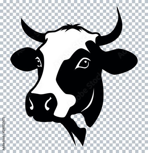 Cow face logo, cow head, icon, logo, Vector illustration, The best of Cow Silhouette icon, cow head logo vector, black and white logo.