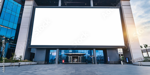 A blank advertising space on a freestanding billboard at a cinema entrance, awaiting design.