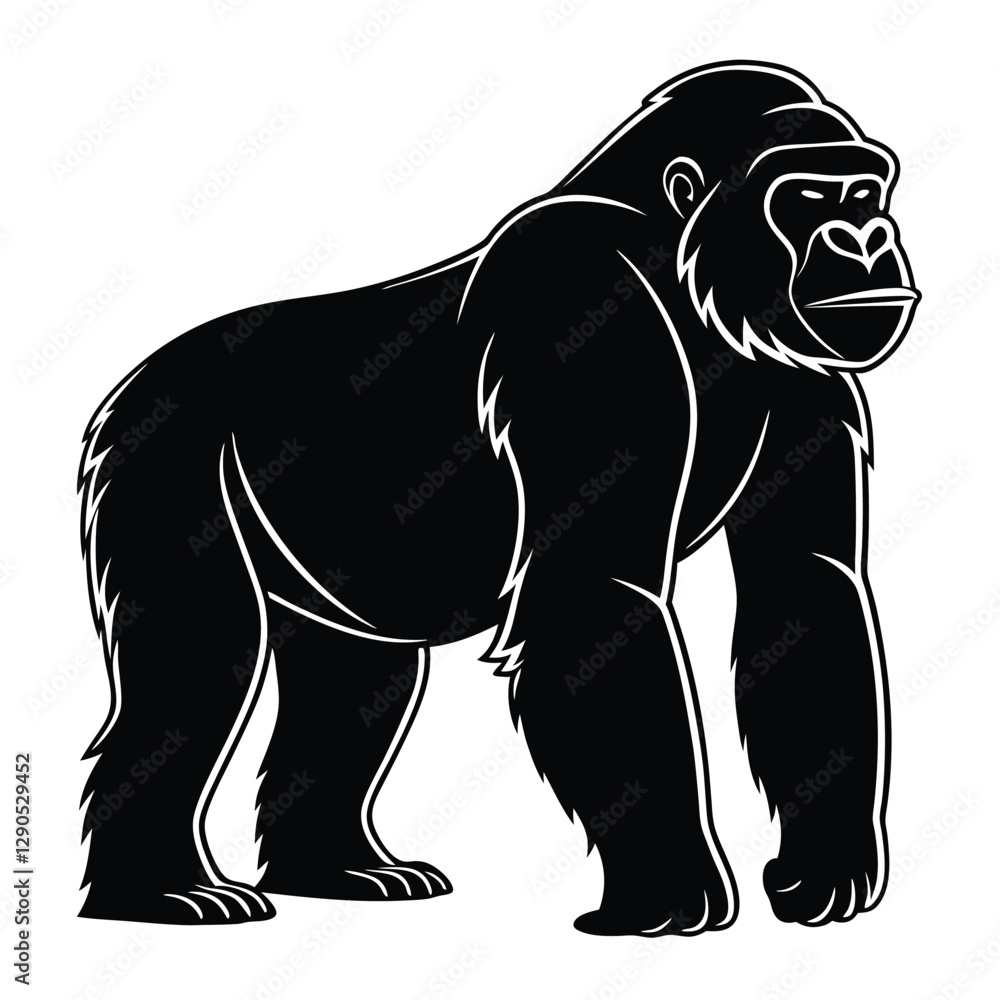 Obraz premium Gorilla Walking Silhouette Symbol