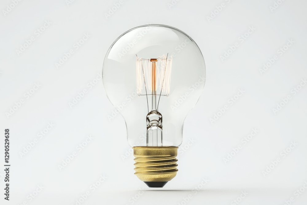 A clear glass Edison light bulb with a glowing filament, isolated on a white background. A clear glass Edison light bulb with a glowing filament, isolated on a white background.