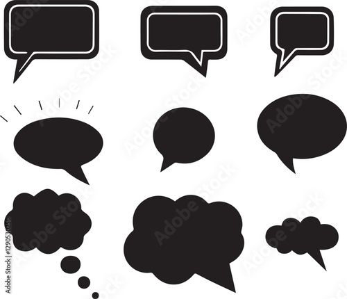 Black speech bubble collection. Set of speech bubble. Speech bubble comic