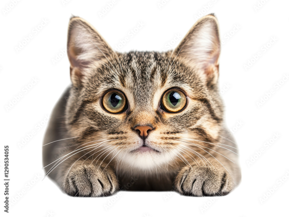 Obraz premium Adorable Tabby Cat Peeking Playfully Curious Feline Portrait