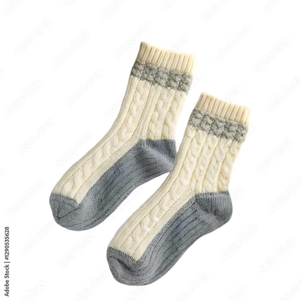 transparent background Cream & Grey Knit Socks transparent background Cream & Grey Knit Socks