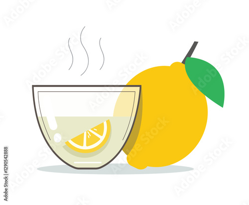 Hot Lemon Tea with Fresh Lemon vector illustration
 