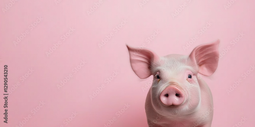 Piglet against a pink background Piglet against a pink background