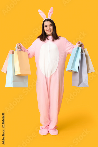 Happy young woman in pink b...